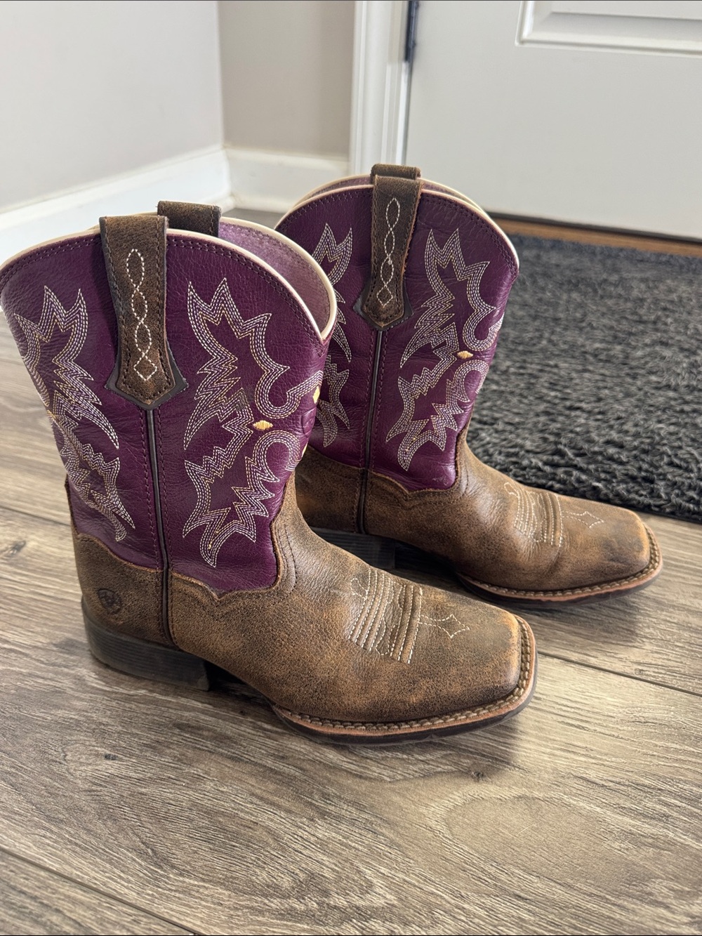 Ariat Brown Leather Boots with Purple Interior Shaft